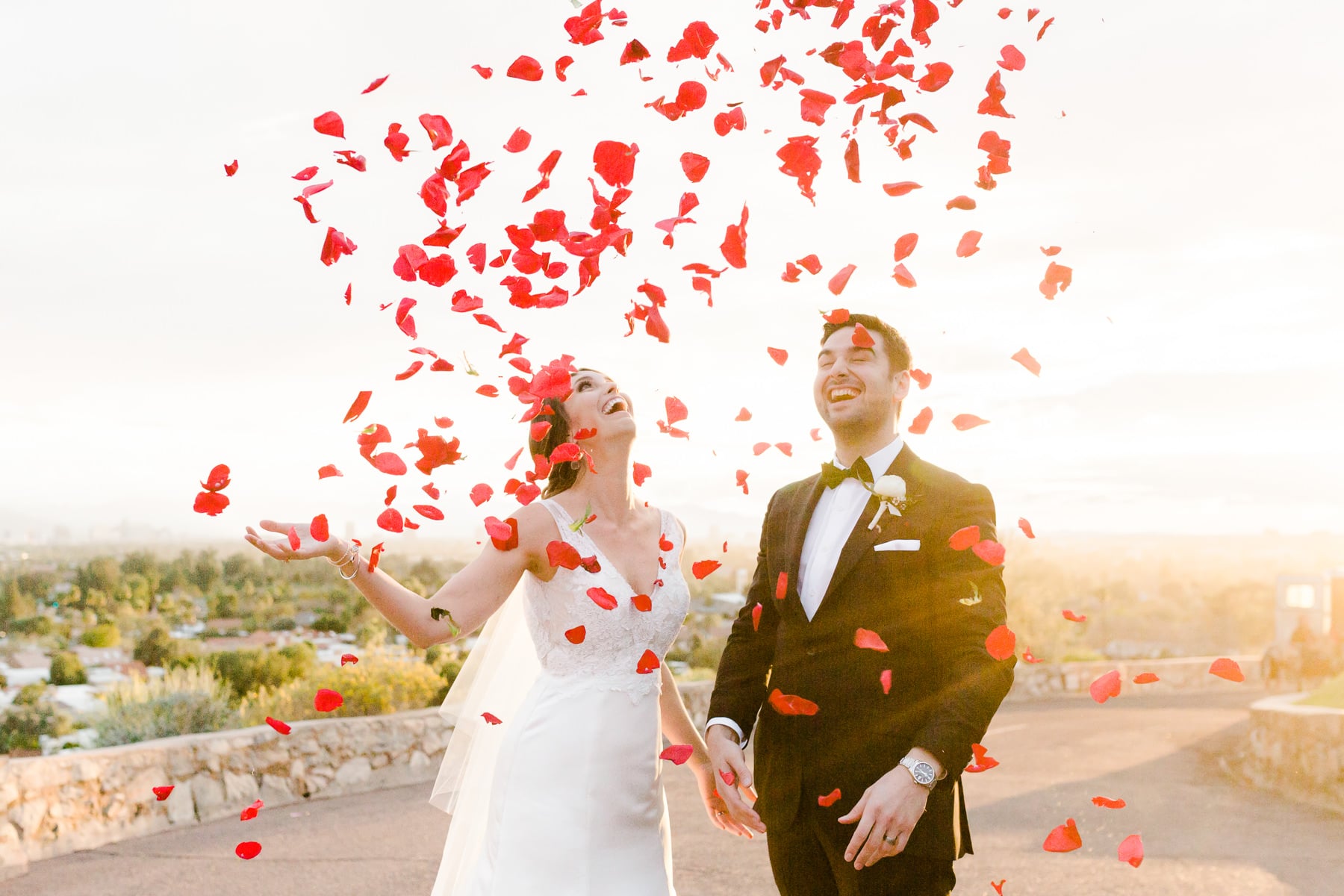WRIGLEY MANSION WEDDING- TOSSING ROSE PETALS