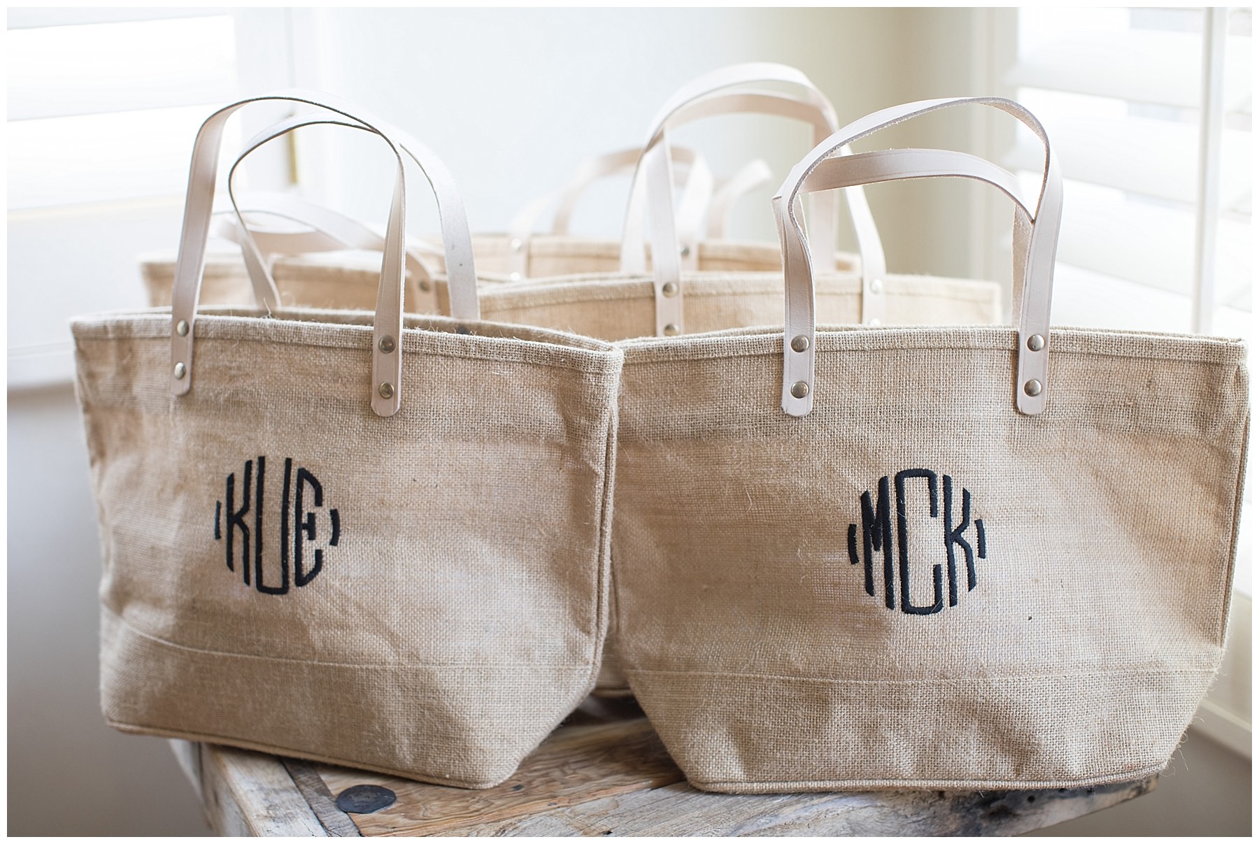 monogrammed burlap bags for bridesmaids gifts 